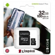 Карта пам'яті 32 Gb microSD Kingston SDHC Class10 UHS-I Canvas Select Plus 100R A1 (SDCS2/32GB)
