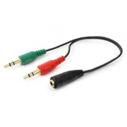 Перехідник Jack 3.5mm female 4-pin to 2x Jack 3.5mm male 0.2m Cablexpert (CCA-418)