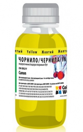 Чорнило ColorWay Canon CL-38/41/51/511/513, CLI-8/521/426, Yellow, 100 мл (CW-CW521Y01)