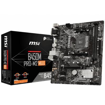 Мат.плата (B450) MSI B450M PRO-M2 MAX, B450, 2xDDR4, Int.Video(CPU), 4xSATA3, 1xM.2, 1xPCI-E 16x