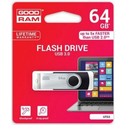 Флеш накопичувач USB 64 Gb GOODRAM Twister Black USB 3.0 (UTS3-0640K0R11)