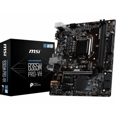 Мат.плата 1151 (B365) MSI B365M PRO-VH, B365, 2xDDR4, Int.Video(CPU), 6xSATA3, 2xM.2, 1xPCI-E 16x 3.